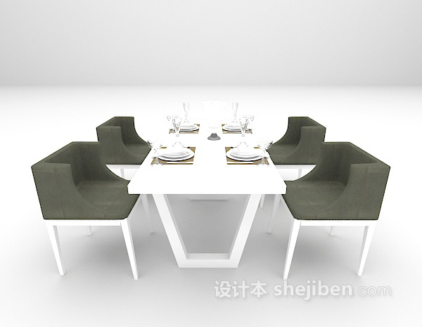 设计本现代白色餐桌欣赏3d模型下载