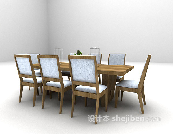 免费现代棕色餐桌欣赏3d模型下载