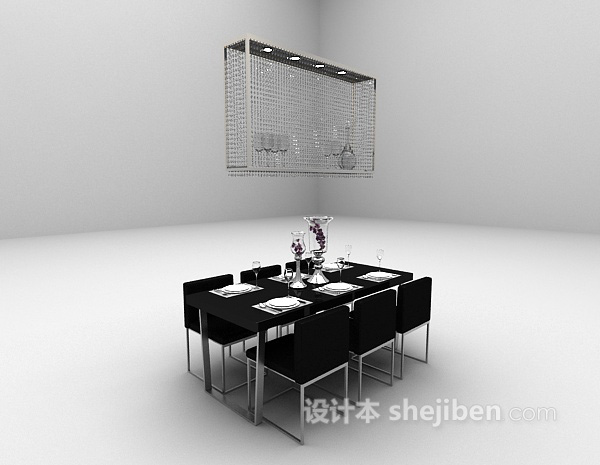欧式风格欧式黑色桌椅3d模型下载