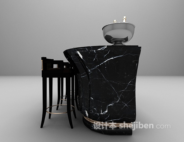 设计本黑色吧台带吧台椅3d模型下载