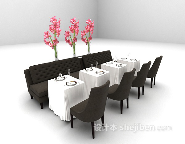欧式风格组合餐桌3d模型下载