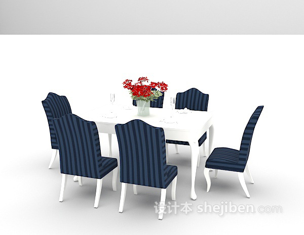 设计本2015白色欧式餐桌欣赏3d模型下载