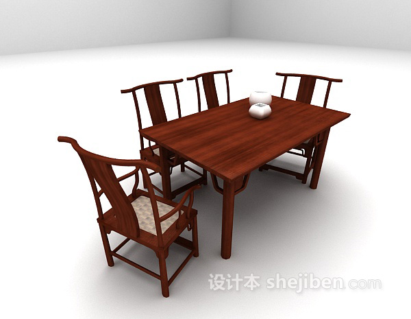 中式风格中式桌椅3d模型下载