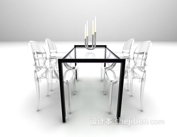 设计本现代简约桌椅3d模型下载