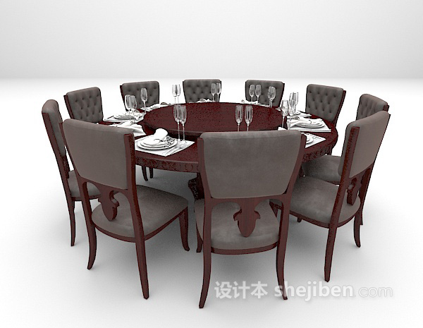 设计本欧式木质餐桌大全3d模型下载