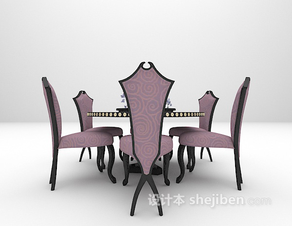 紫色桌椅3d模型下载