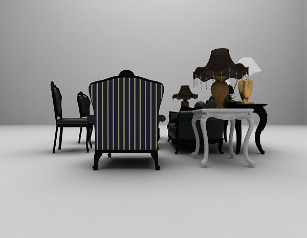 设计本沙发椅组合3d模型下载