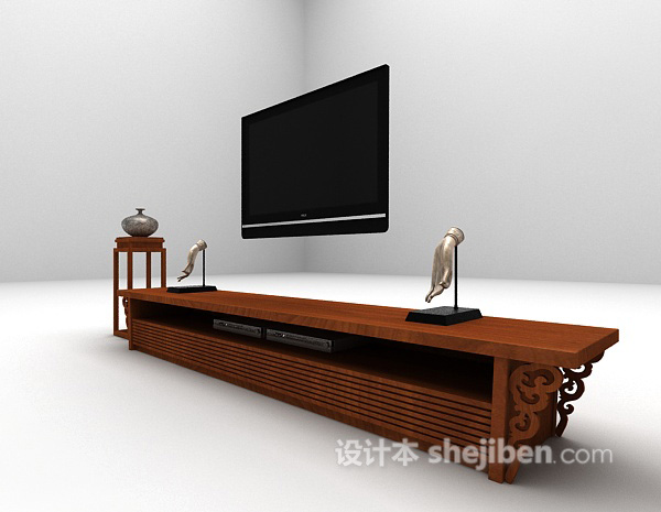 中式风格中式风格电视柜3d模型下载