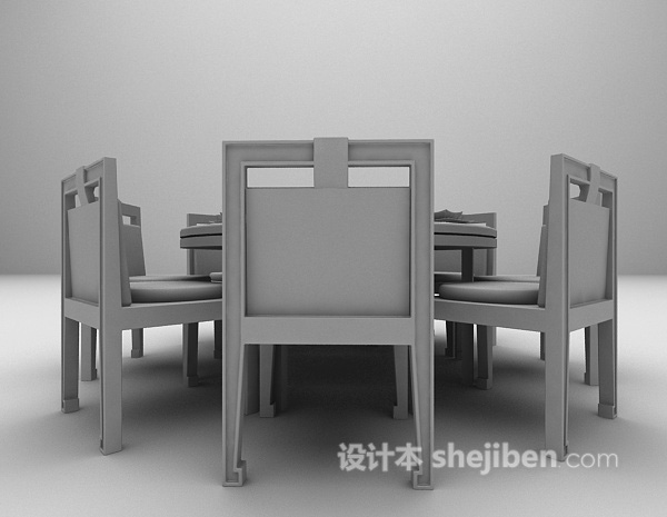 中式圆桌3d模型下载