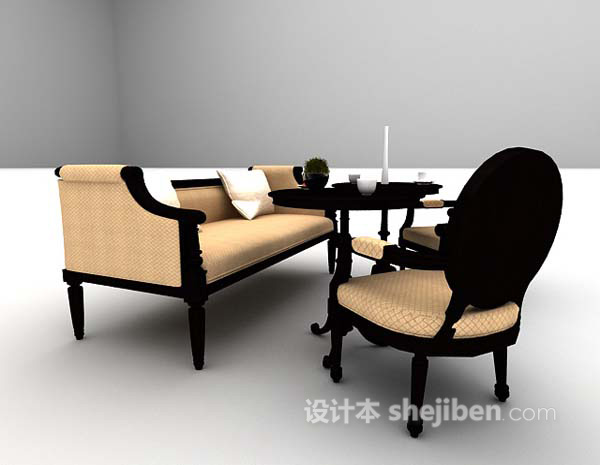 免费休闲桌椅组合3d模型下载