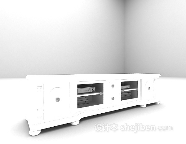 现代风格白色电视柜3d模型下载