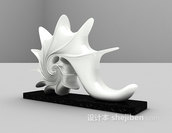 设计本白色现代雕塑摆件3d模型下载