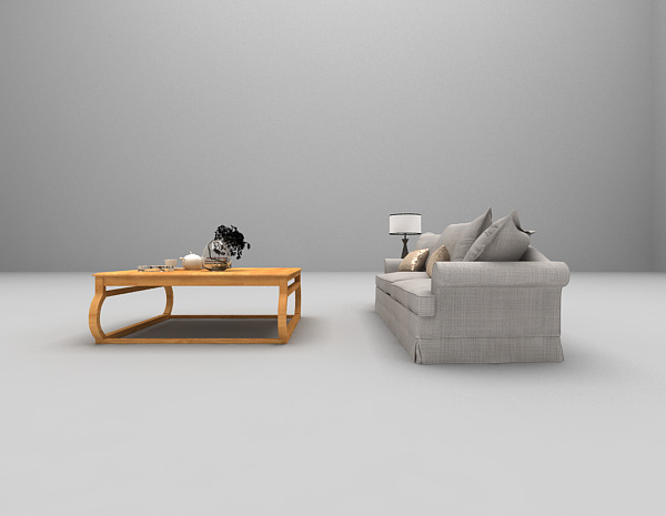 设计本木质家庭沙发3d模型下载