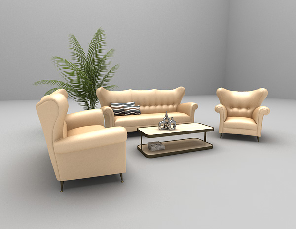 现代风格浅色现代沙发3d模型下载
