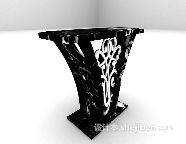 现代风格黑色大理石装饰架3d模型下载