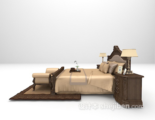 设计本欧式风格床具3d模型下载