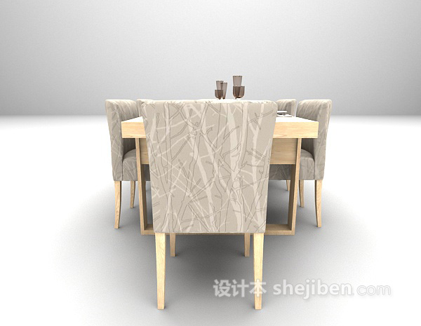 设计本木色餐桌免费3d模型下载