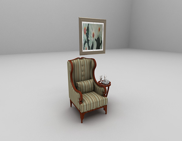 欧式风格欧式条纹沙发3d模型下载