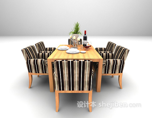 设计本2015欧式木质餐桌组合欣赏3d模型下载