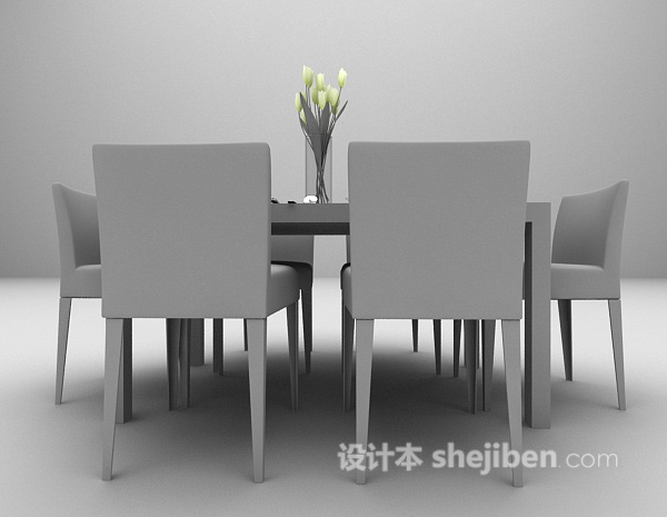 现代灰色餐桌推荐3d模型下载