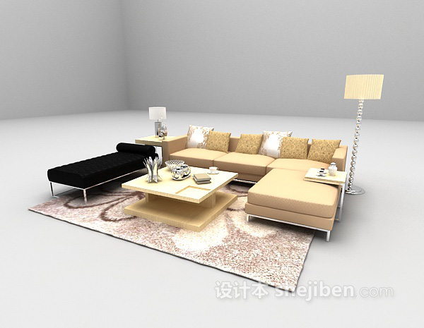 设计本现代木质沙发3d模型下载