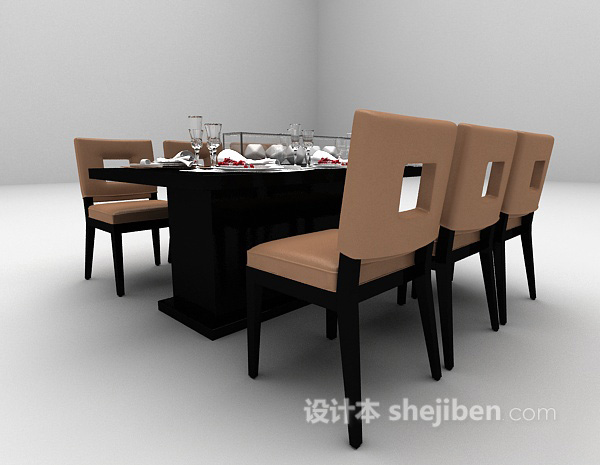 现代风格现代留人餐桌3d模型下载