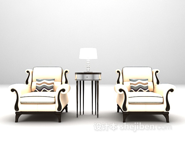 欧式风格欧式双人沙发3d模型下载
