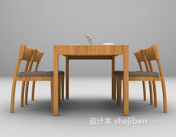 现代风格家庭餐桌3d模型下载