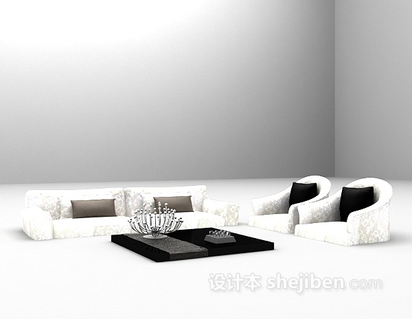 免费白色欧式沙发3d模型下载