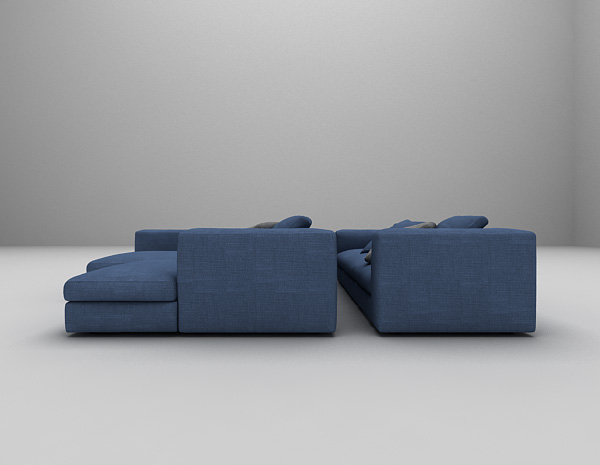 设计本蓝色沙发组合3d模型下载