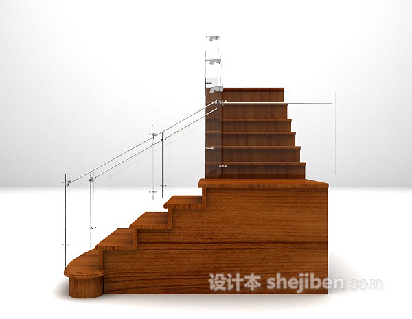 木质楼梯3d模型下载