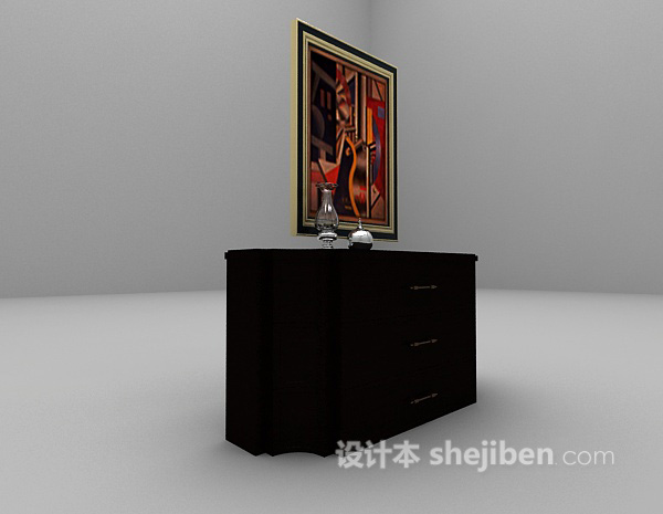 欧式风格欧式黑色玄关厅柜3d模型下载