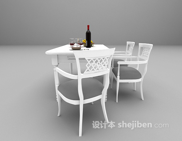 设计本现代白色餐桌3d模型下载