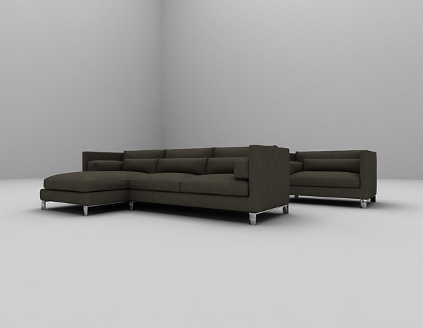 免费黑色沙发组合3d模型下载
