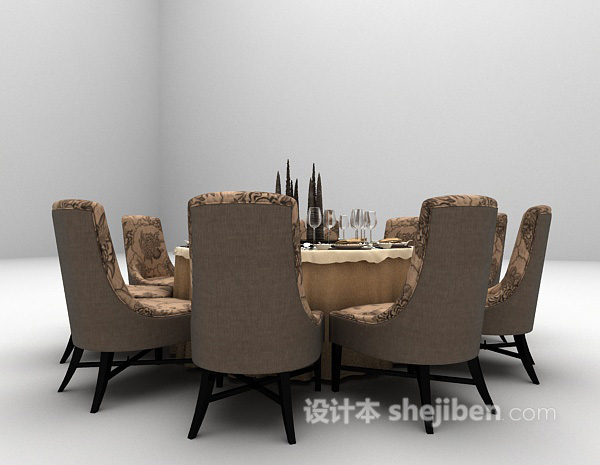 免费欧式木质桌椅3d模型下载