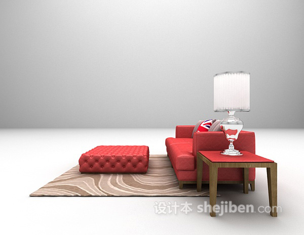 设计本红色沙发3d模型下载