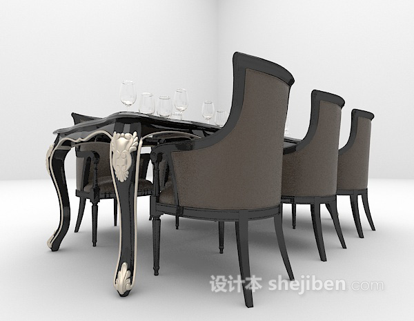 欧式风格欧式简约餐桌3d模型下载