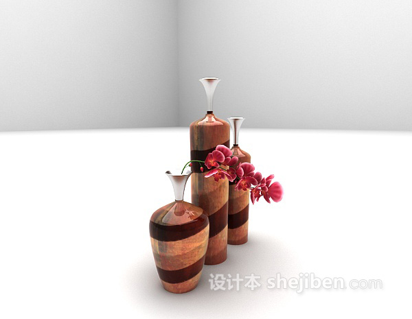 东南亚风格创意花瓶摆品3d模型下载