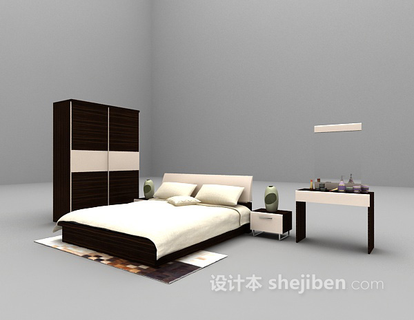 免费木质矮床具3d模型下载