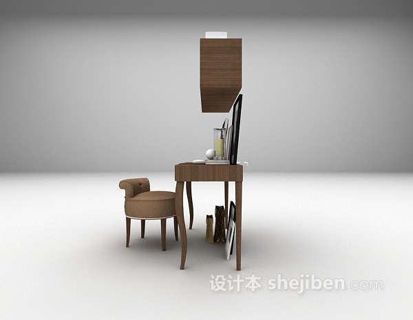 设计本棕色书桌推荐3d模型下载