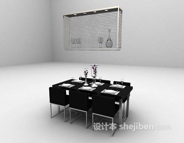 免费欧式黑色桌椅3d模型下载