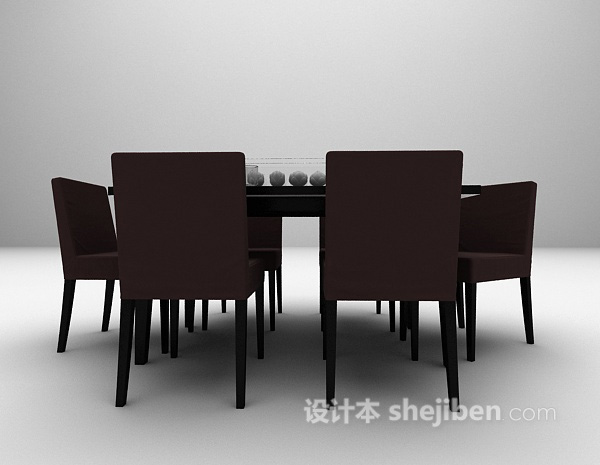 现代黑色桌椅3d模型下载