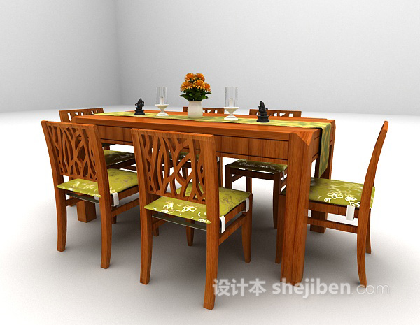 免费欧式木质餐桌推荐3d模型下载