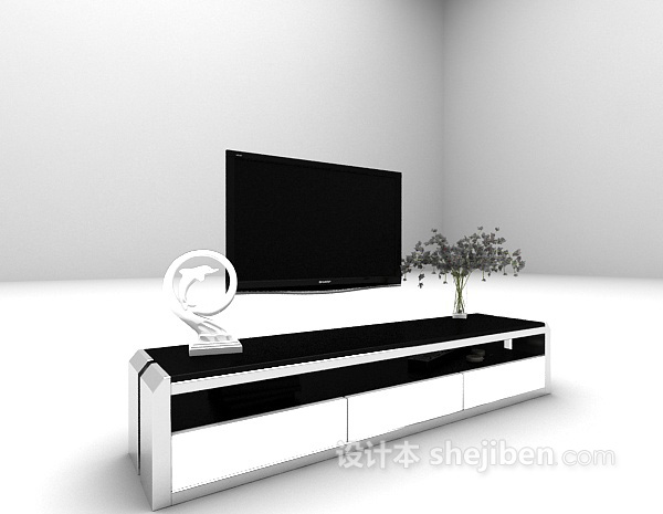 现代风格黑白电视柜推荐3d模型下载