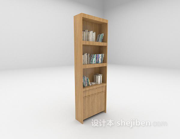 现代风格木质书柜3d模型下载
