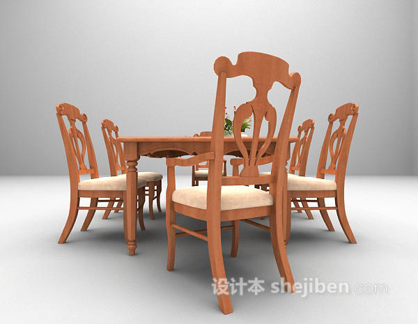 设计本实木桌椅3d模型下载