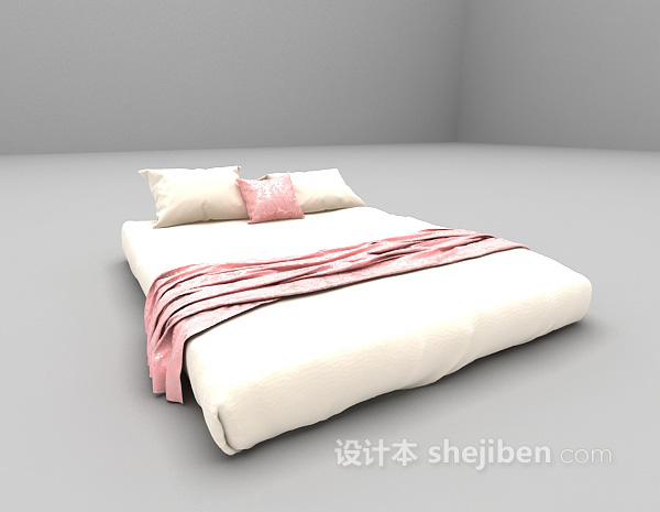 现代风格白色床欣赏3d模型下载