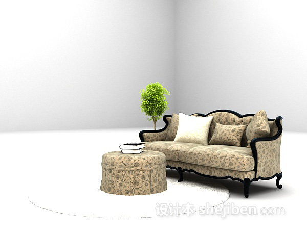 免费灰色双人沙发3d模型下载