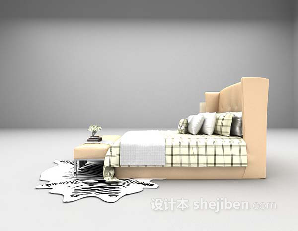 设计本现代卧室床组合3d模型下载