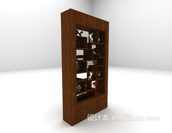 现代风格木质展示柜3d模型下载